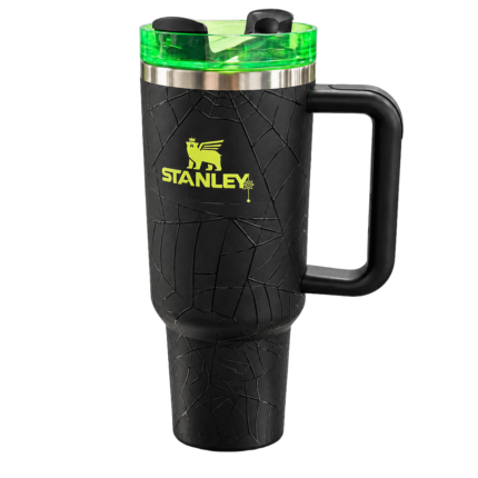 Large Travel Tumbler with Handle – 1.18L - Black & Neon Green