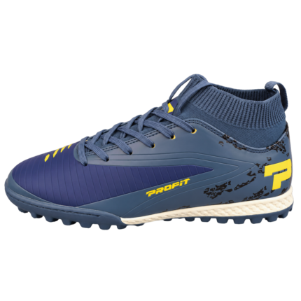 PROFIT High-Collar Turf Football Shoes - Navy/Yellow