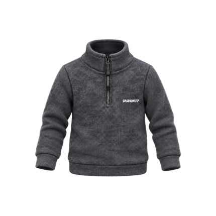 PROFIT Kids’ Quarter-Zip Knit Top - Charcoal Grey