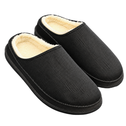 Men’s Fleece-Lined Ribbed Winter Slippers